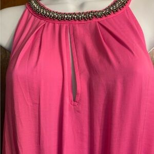 New w/Tags 
Jennifer Lopez Pink Maxi dress w/Side Slit and under slip. Sz.XL $12
